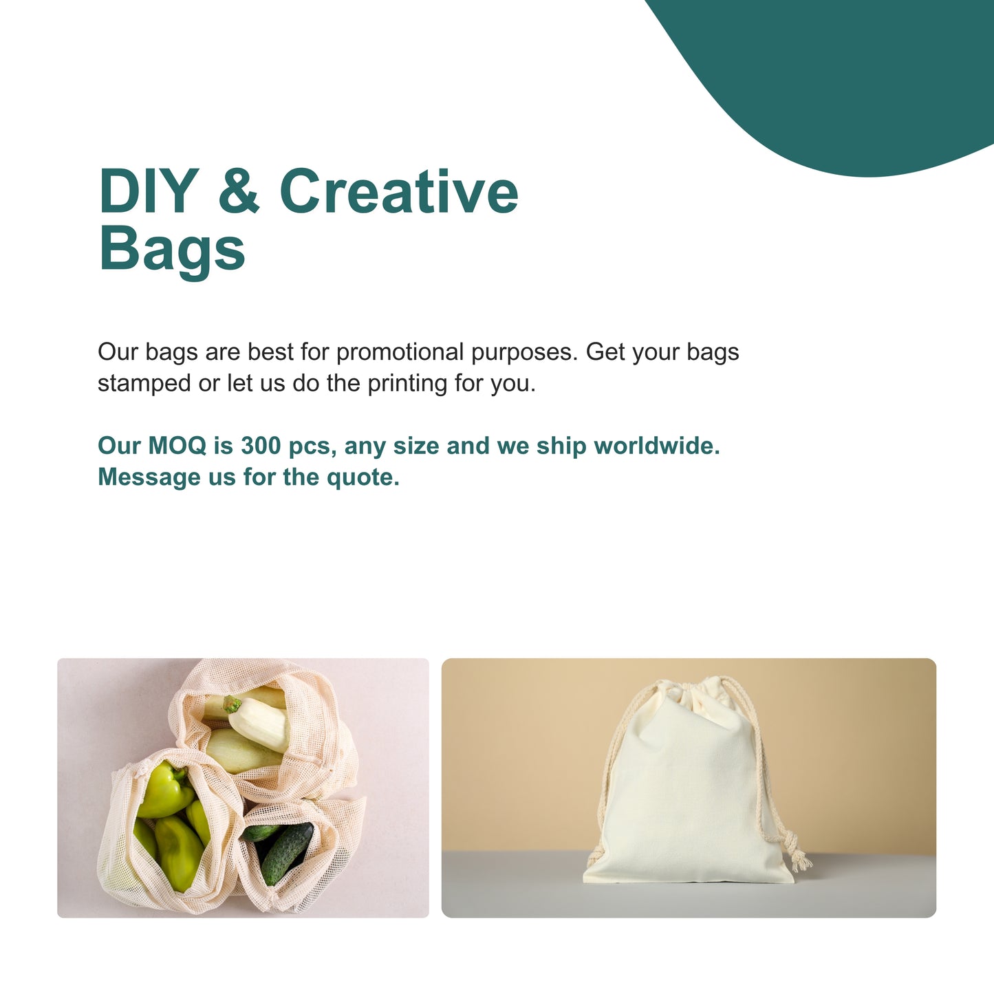 8x12 Inches - 100% Organic Cotton Double Drawstring Muslin Bags