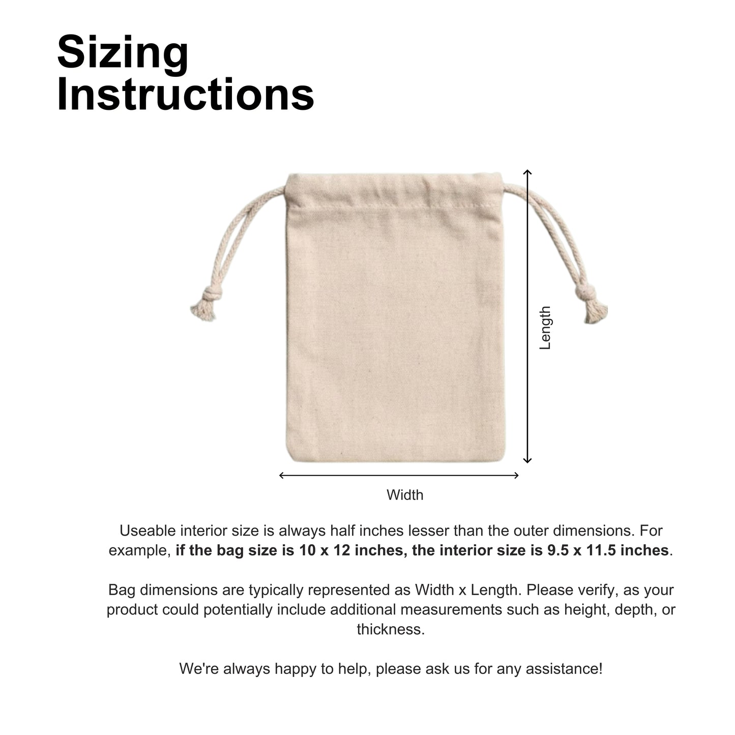 5x7 Inches - 100% Organic Cotton Double Drawstring Muslin Bags