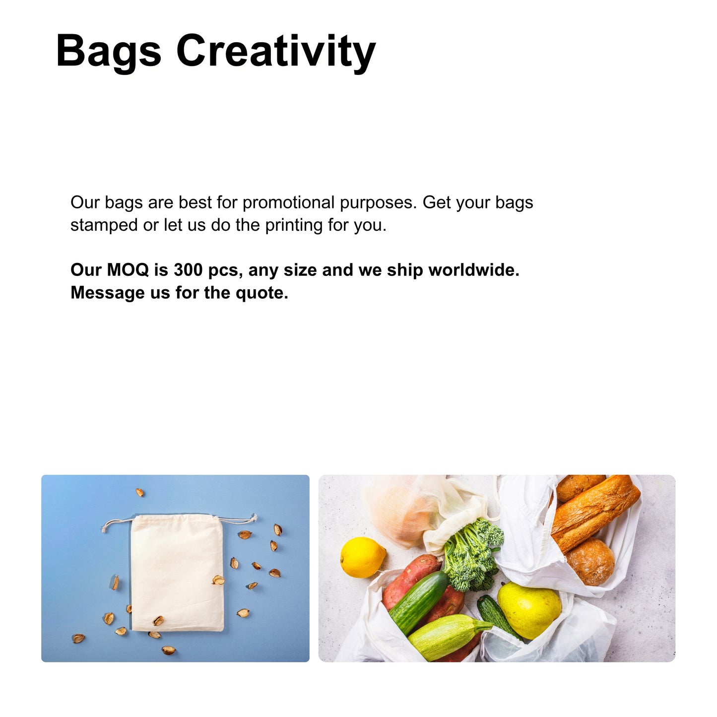 12x16 Inches - 100% Organic Cotton Double Drawstring Muslin Bags