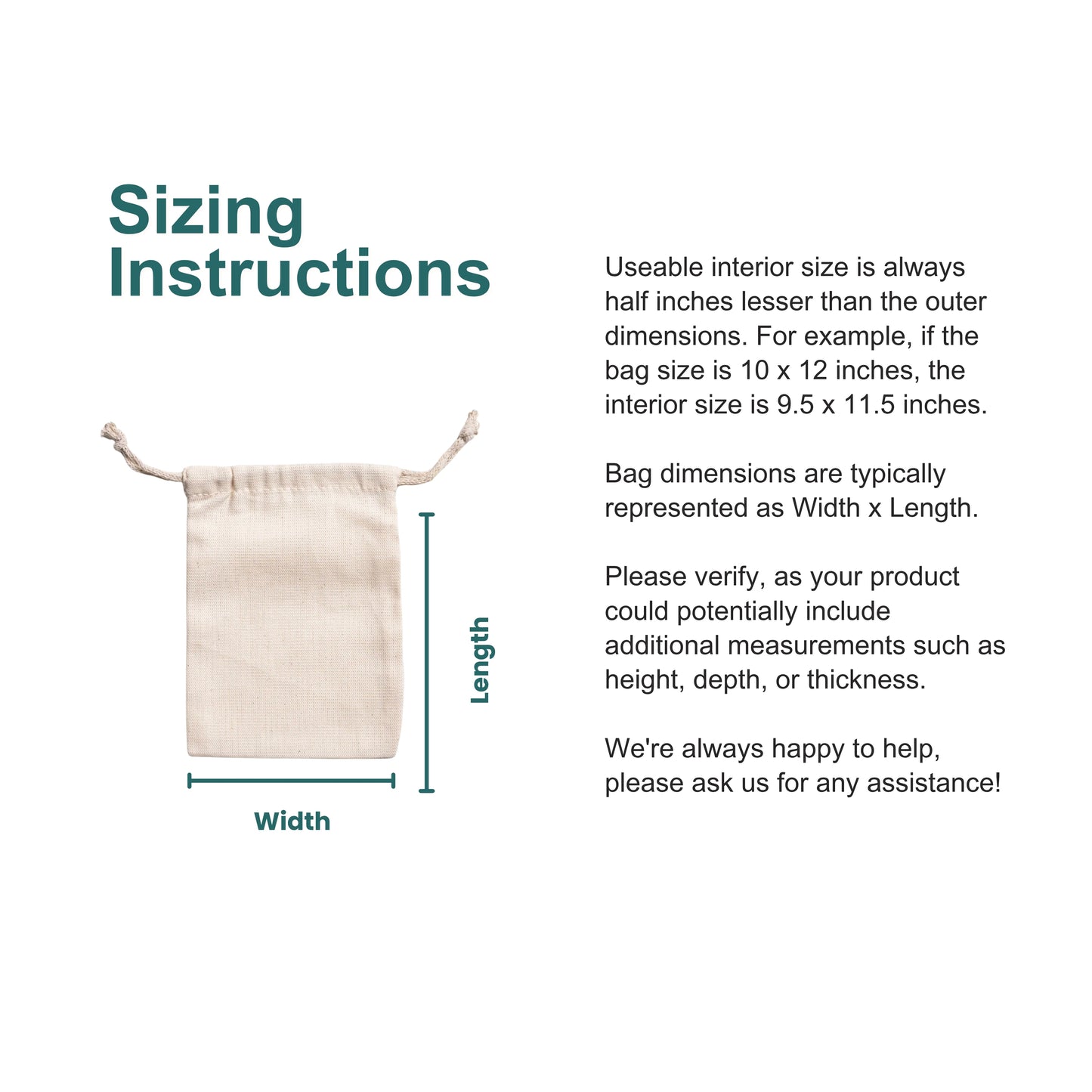 6x8 Inches - 100% Organic Cotton Double Drawstring Muslin Bags