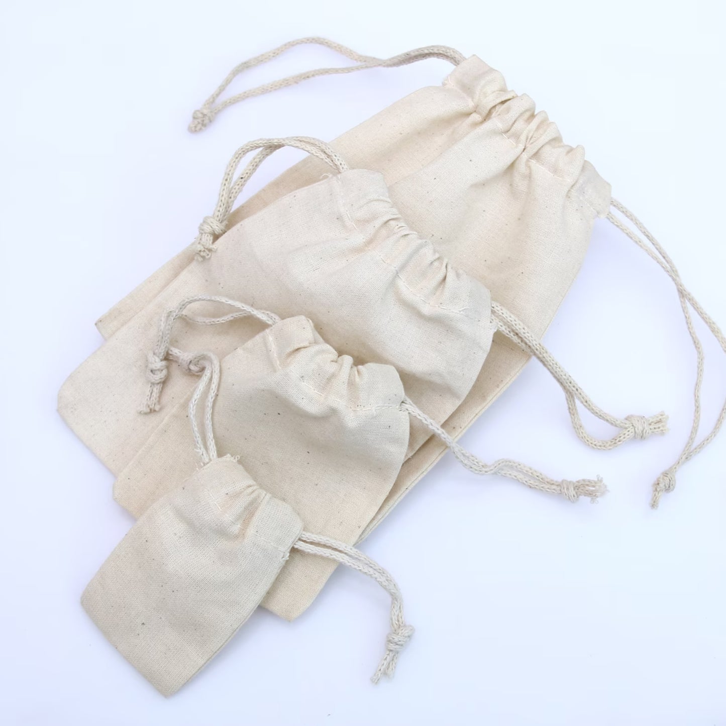 100% Organic Cotton Double Drawstring Muslin Bags