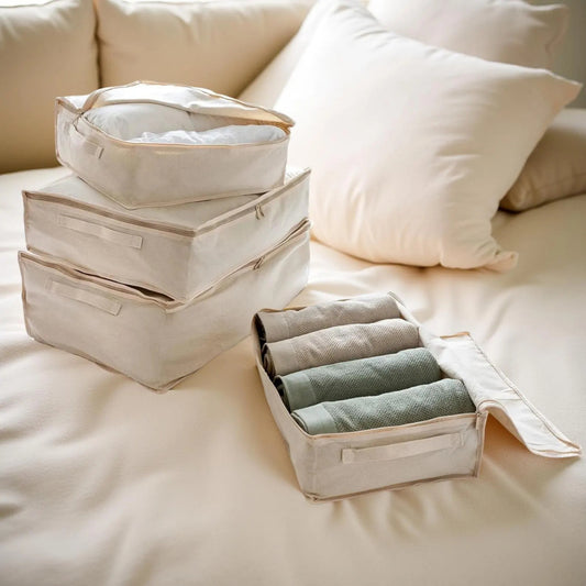 Cotton Storage Bags - 330gsm (10oz) Thick Off-White Natural Cotton Fabric - 3 Pack - (Small X 1 + Medium X 1 + Large X 1)