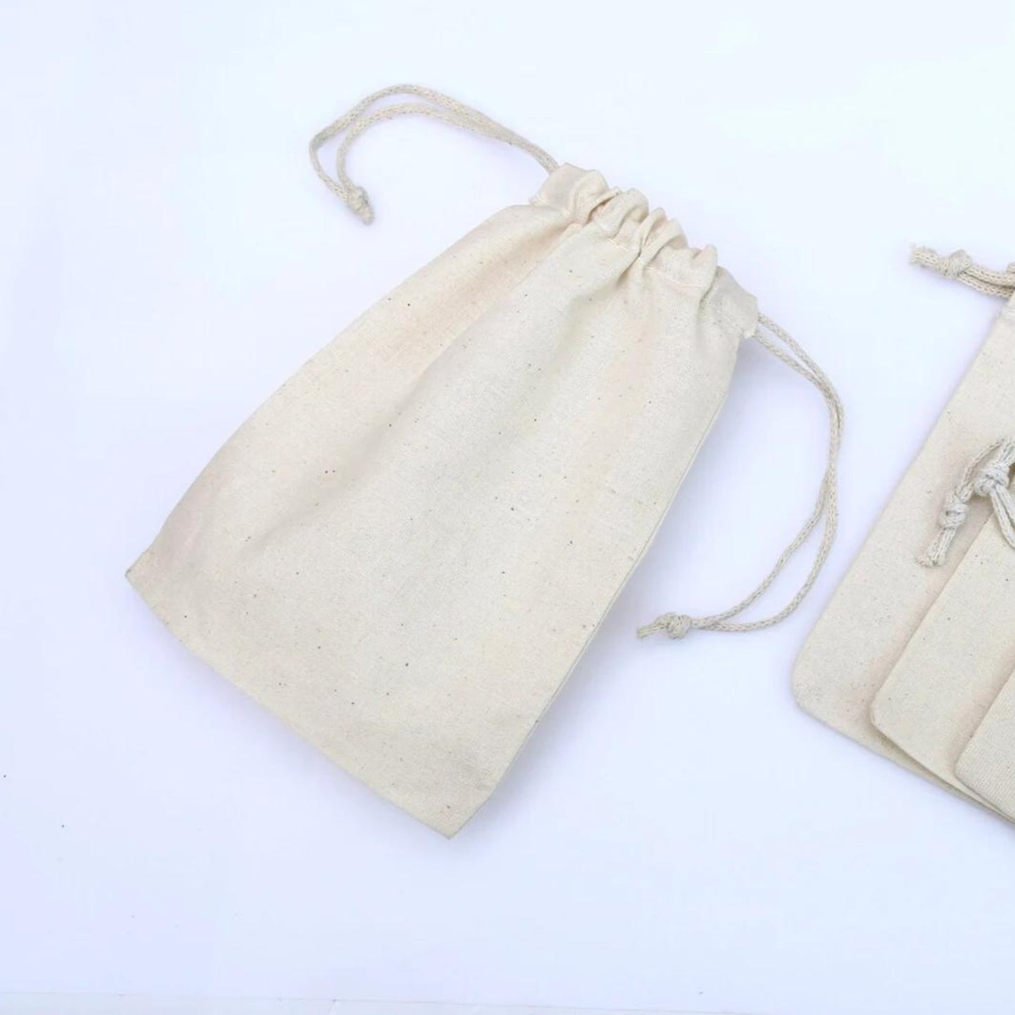 100% Organic Cotton Double Drawstring Muslin Bags