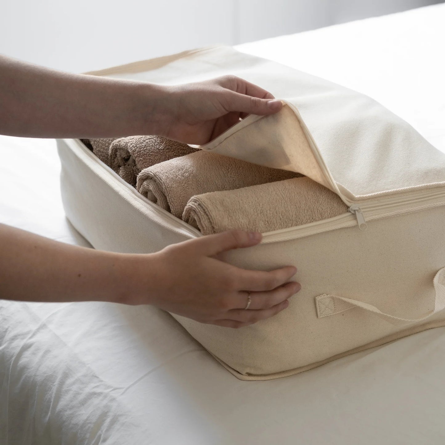 Cotton Storage Bags - 330gsm (10oz) Thick Off-White Natural Cotton Fabric - 8 Pack - (Small X 2 + Medium X 2 + Large X 2 + X-Large X 2)
