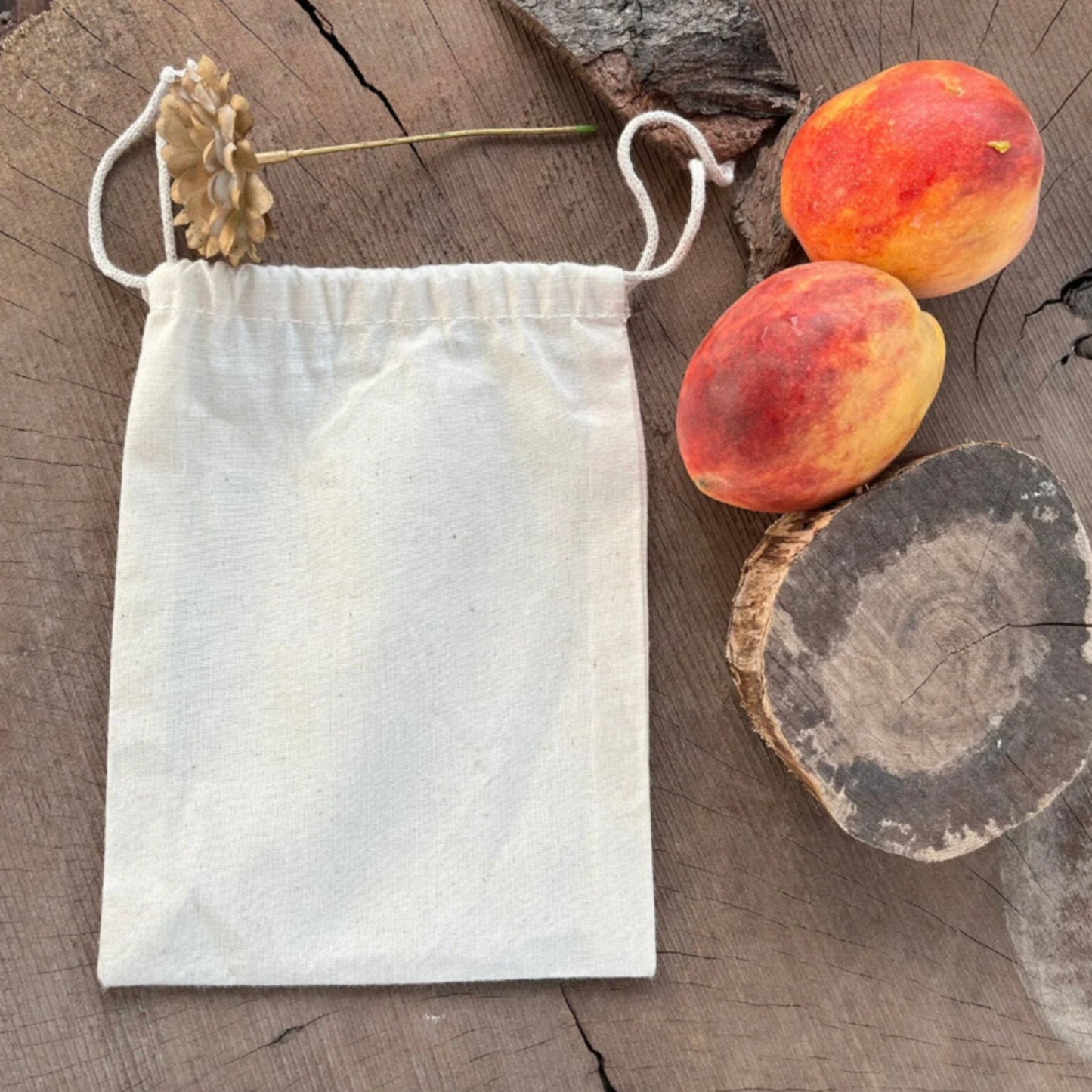 8x10 Inches - 100% Organic Cotton Double Drawstring Muslin Bags